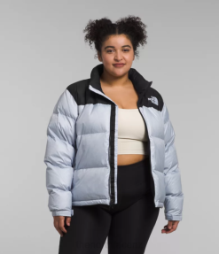 Dusty Periwinkle/TNF Black BP48797 Clothing The North Face Plus 1996 Retro Nuptse Jacket Women