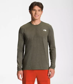 New Taupe Green Heather BP4825 Clothing The North Face Wander Long-Sleeve Men