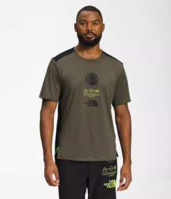 New Taupe Green/TNF Black/LED Yellow BP48881 Clothing The North Face Trailwear Lost Coast Short-Sleeve Men