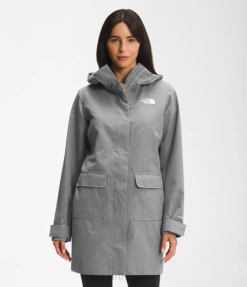 TNF Medium Grey Heather BP48153 Clothing The North Face City Breeze Rain Parka II Women